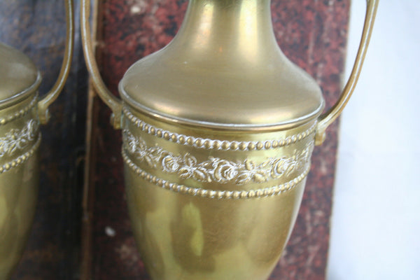 PAIR Religious Copper VaSES urns France 1930 Art deco