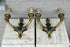 Antique PAIR bronze empire Satyr portrait heads wall lights sconces