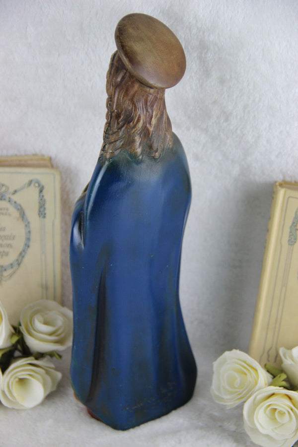 1930 Chalkware MAUCCI signed polychrome Madonna sculpture religious figurine