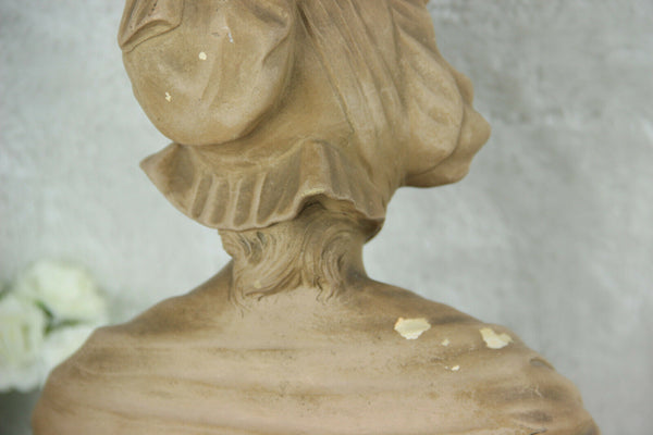Antique ARt deco Girl Bust Statue terracotta signed AURILI