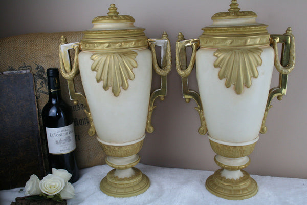 PAIR LArge Royal dux Bohemia marked pottery Vases art nouveau