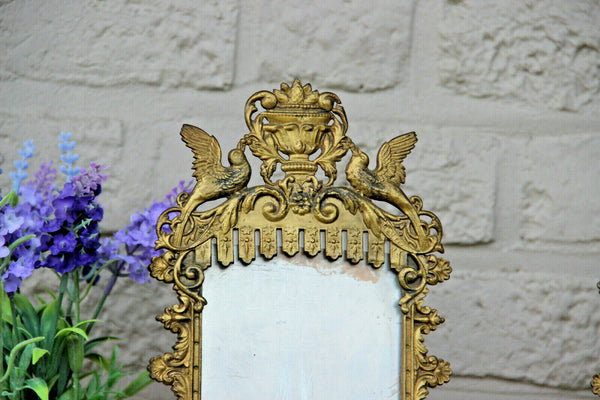 Antique French PAIR empire Birds Bronze brass Picture Frames photo