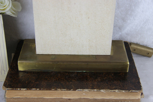 Modernist french vintage 1960 retro Travertin table lamp mid-century