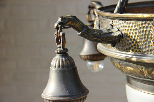 Antique French Chandelier eagly bird caryatid head val saint lambert crystal