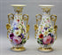 PAIR antique french vieux old paris porcelain floral hand paint vases