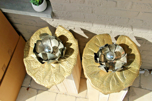 XL Hollywood regency TOMMASO BARBI pair wall light lamp table water lily sconces