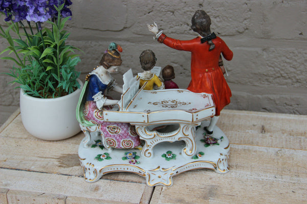 Antique German sax marked porcelain group musicians family