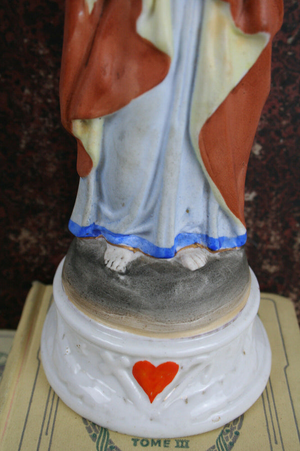 antique Porcelain biscuit sacred Heart Jesus finest quality piece 1920 France