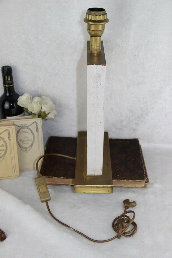 Modernist french vintage 1960 retro Travertin table lamp mid-century