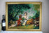 Gorgeous French 1975 Needlepoint Romantic lady dog scene framed "painting"
