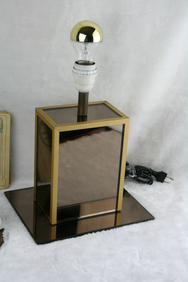 Mid century Glass mirror table lamp 1970 Hollywood regency