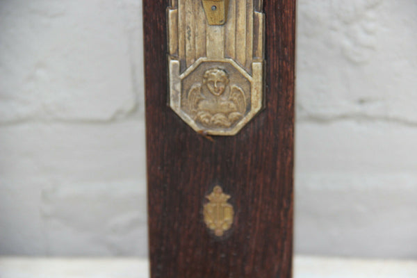 Antique french religious art deco period 1930  wood carved cruxifix 4 evangelist