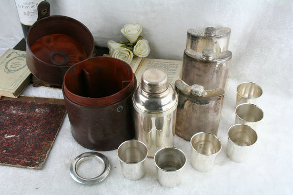 A leather-cased cocktail set for six persons, by James Dixon & Sons, circa 1910