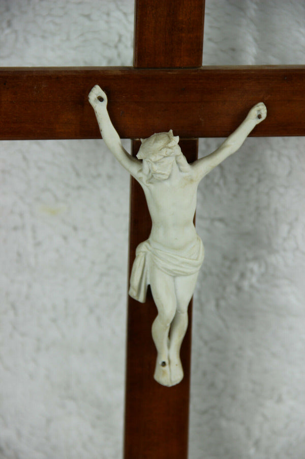 Antique Religious vieux paris  porcelain Crucifix Cross christ Mary magdalena