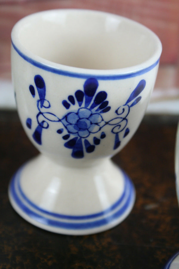 SET of 5 Delft pottery ceramic Egg holders dinner Mill floral marked cute !