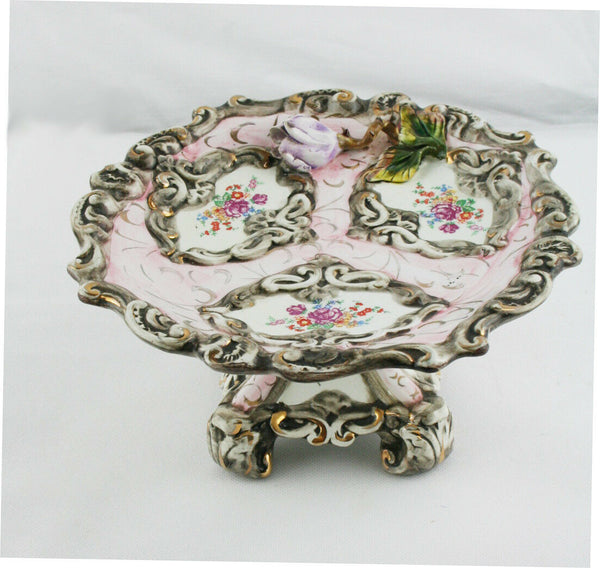 Italian Majolica Biscuit Cookie tray plate center piece table flower cake stand