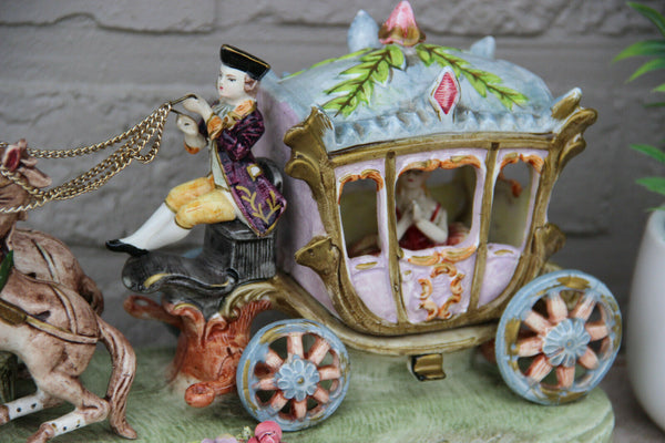 Large German porcelain carriage coach princess 4 horses Statue group