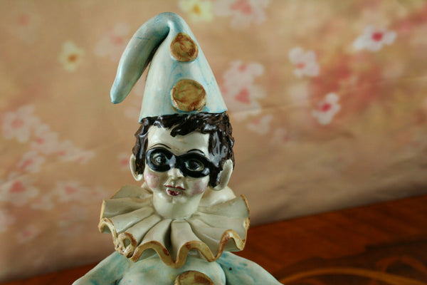 RARE mid century   PULCINELLA figurine ceramic Wall light sconce clown Venetian