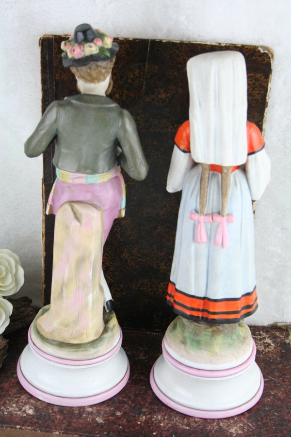 PAIR french antique Bisque Bretagne folkloric couple figurines 1920