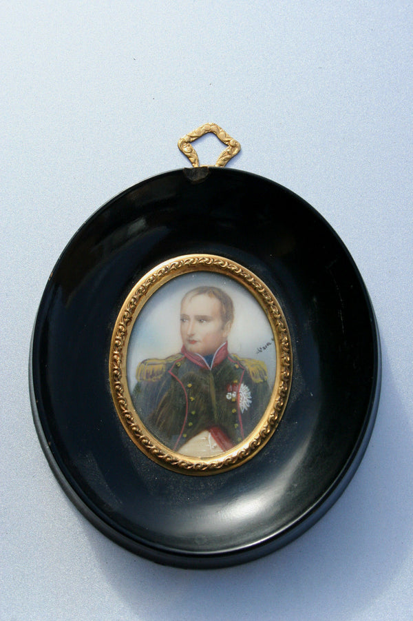 VTG french Miniature portrait signed maker Napoleon officer soldier commander