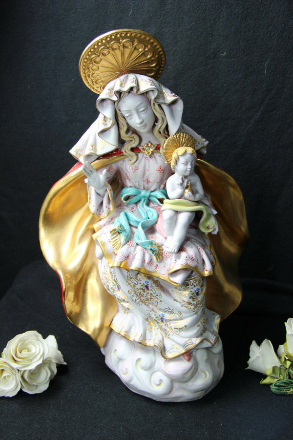 Pattarino italian terra cotta madonna polychrome religious saint statue 1960