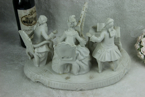 XL German antique UNTERWEISSBACH marked Bisque porcelain group musicians