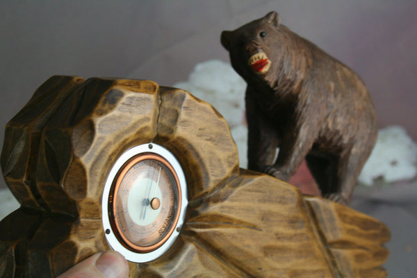 Gorgeous BLACK FOREST wood carved bear barometer rare model Germany 1900