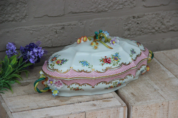 Vintage porcelain Centerpiece  Bowl relief floral decor marked sevres italian