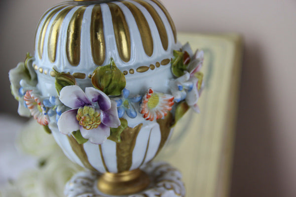 Capodimonte Italian porcelain faience relief Floral decor lamp marked 1960's