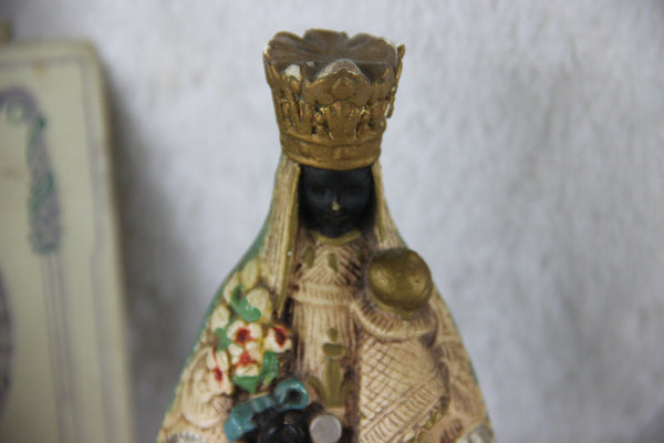 Religious BLACK Madonna OLV de HALLE figurine chalkware statue