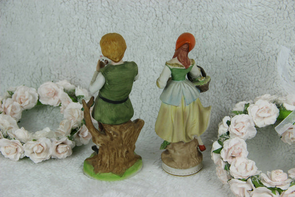 PAIR Bisque porcelain romantic couple figurines german sheep