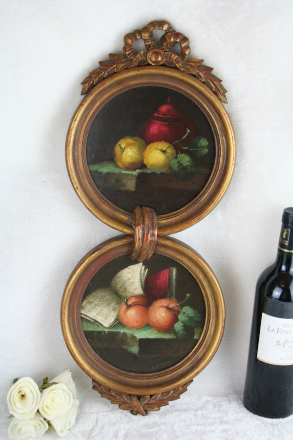 F LLorens 1874-1948 Spanish oil on panel medaillon Painting unusual frame