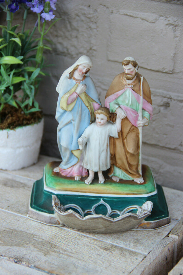 Antique French paris porcelain soft pastel colour holy family font religious