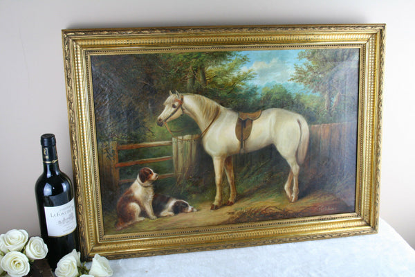 Wouterus Verschuur Jr oil canvas painting horse dogs listed top artist Holland
