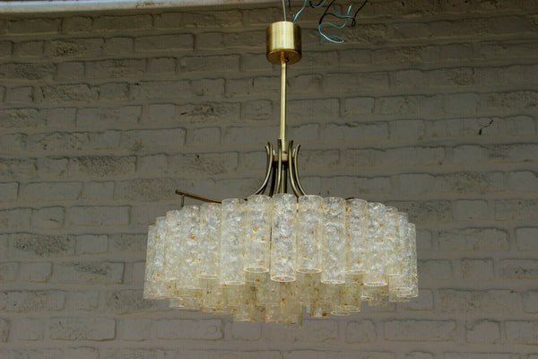 Mid century LARGE Murano glass tubes levels Chandelier pendant DORIA 1960s