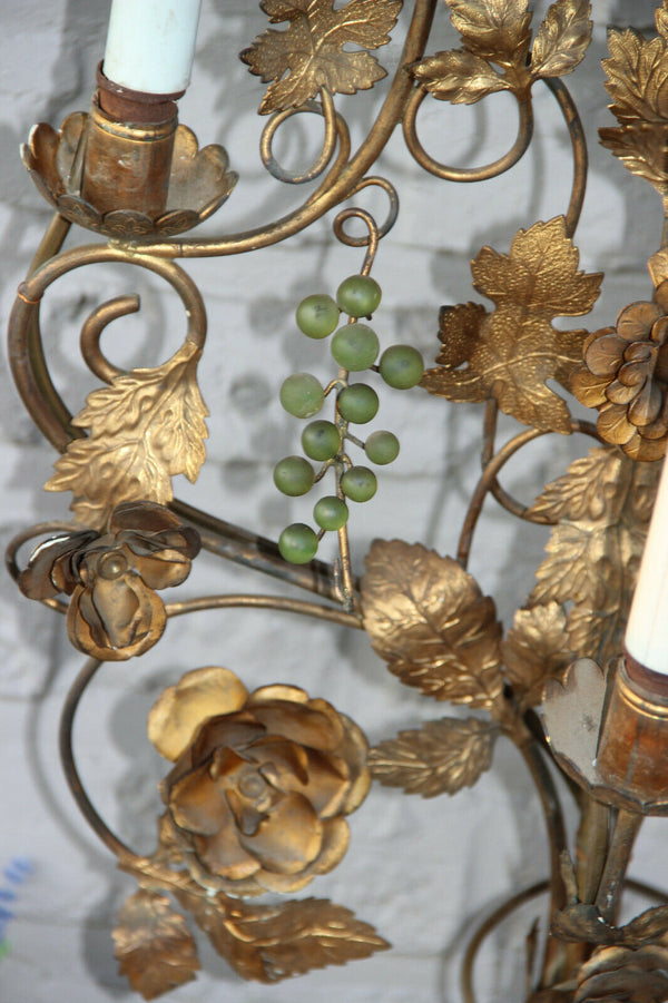 Rare XXL Antique church Altar candelabra Lamp murano glass grapes
