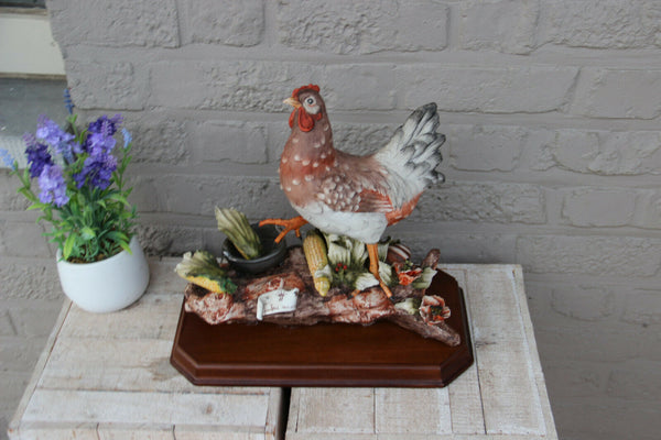 Large Capodimonte porcelain Italian marked  Chicken statue group