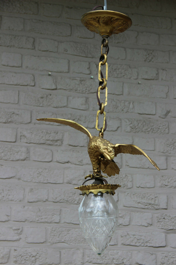Antique French bronze Eagle bird Lantern pendant chandelier lamp rare
