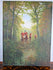 Oil on Canvas " hunting in the woods" horses hunt group 1960's   31.5x23.6"