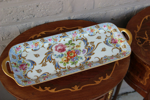 French Limoges marked porcelain presentation cake tray plate floral