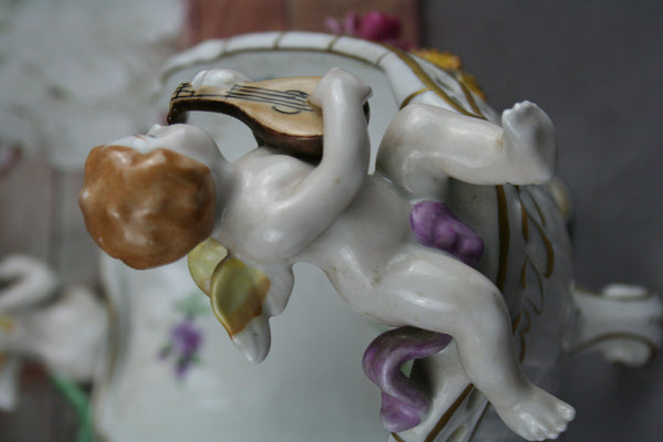 German porcelain centerpiece putti angels bowl floral schierholz plaue