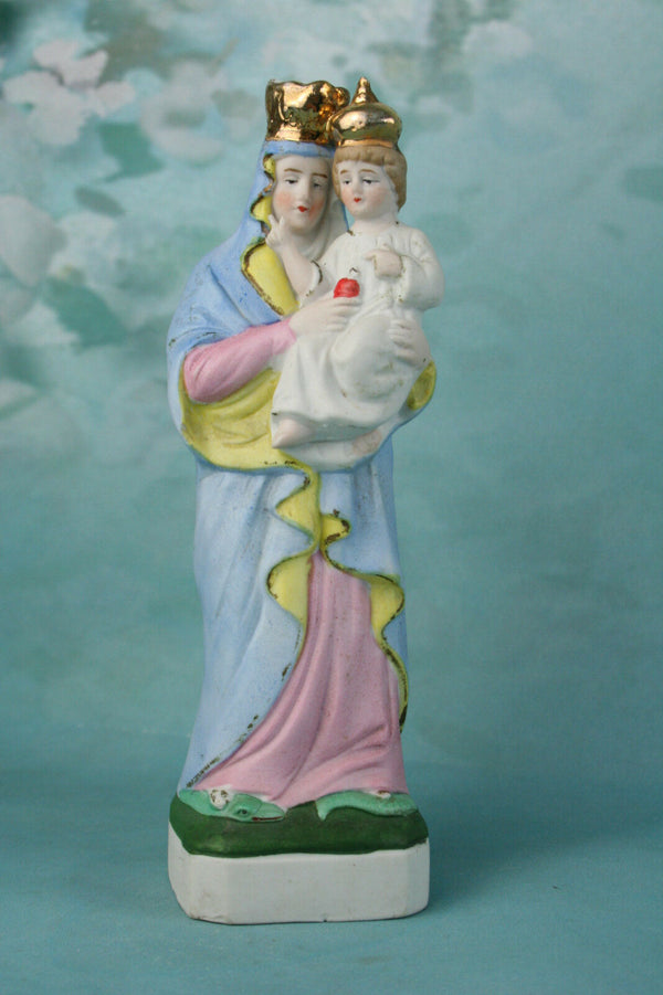 French Holy Saint Madonna Immaculate conception snake figurine biscuit