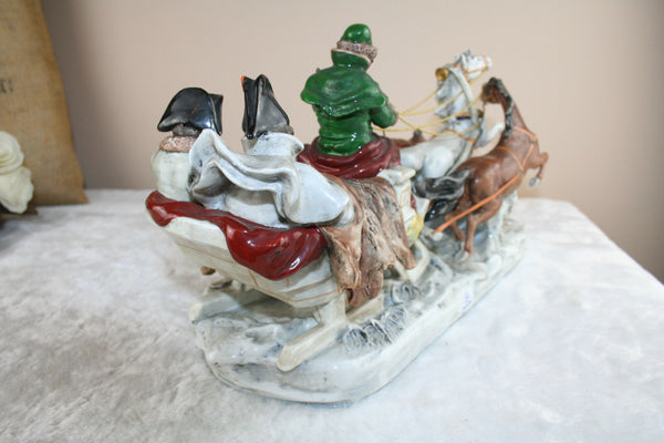 Large German Scheibe alsbach marked porcelain napoleon in sled group figurine