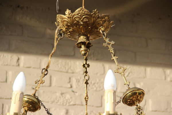 Majestical Antique French Church religious neo gothic chandelier lamps  candles
