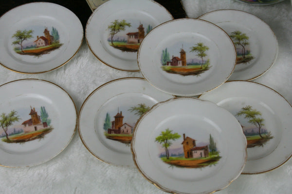 French porcelain Tea pot sugar bowl with 15 plates castle decor Tableware set