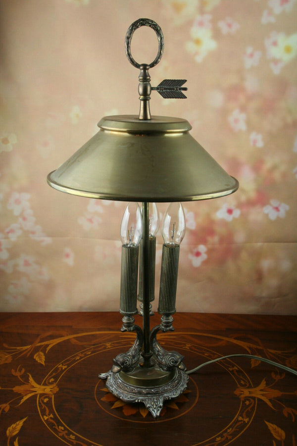 BOUILLOTTE Lamp Empire France Copper 3 lights 3 fish copper shade rare