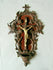 Rare Antique Black FOREST wood carved crucifix meerschaum holy water font