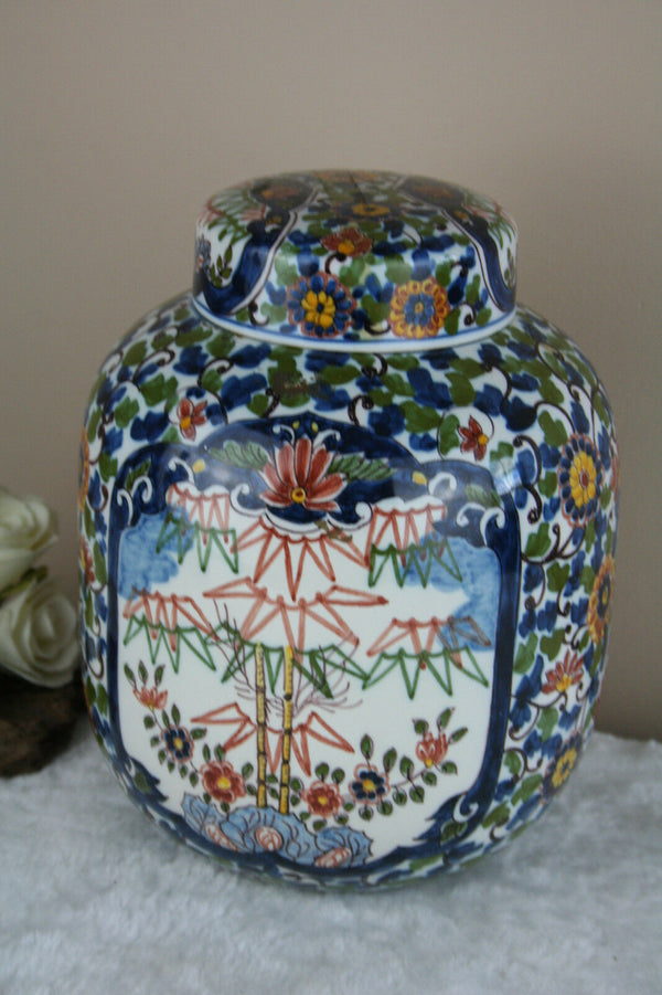 Gorgeous Delft makkum tichelaar pottery floral tobacco lidded jar marked