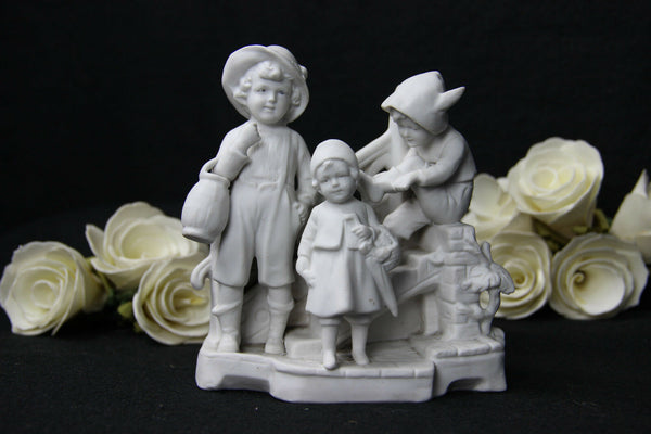 German antique marked Bisque porcelain statue group