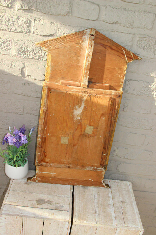 Antique French wood carved mirror with eagle snake on top empire design 1920